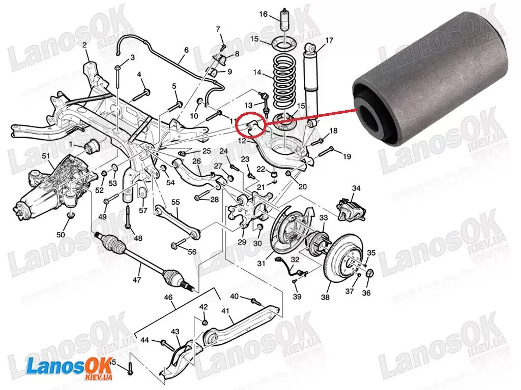 Сайлентблок нижнього важеля задньої підвіски Каптіва Q-FIX Q005-0613
